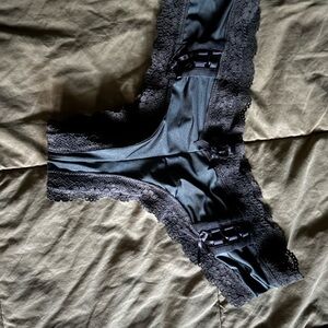 Victoria's Secret Black Satin Lace Panties